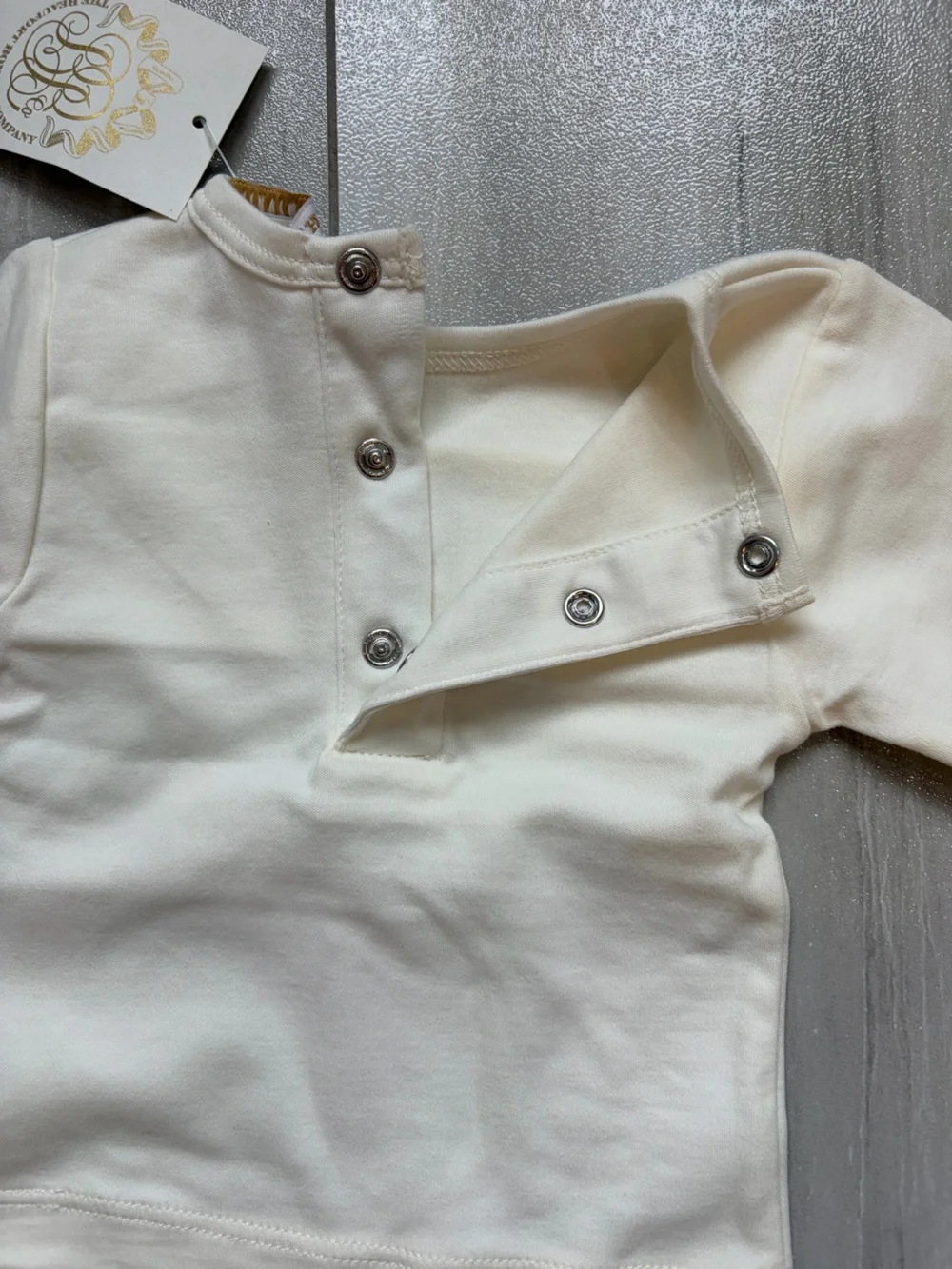 NWT TBBC Cream Festive Pima Cotton Harts Hold Me Embroidered Set Unisex 0-3M